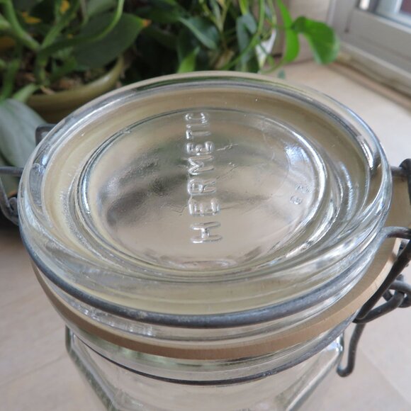 Hermetic Clear Paneled Glass Canister Jar Rubber Seal Wire Hinge 1.5L Italy Made - Picture 12 of 14